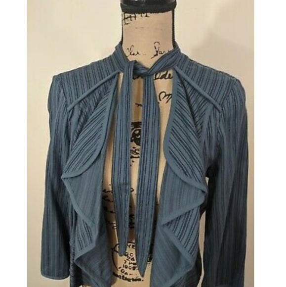Cabi Blue Striped Peplum Jacket XS - Picture 5 of 9